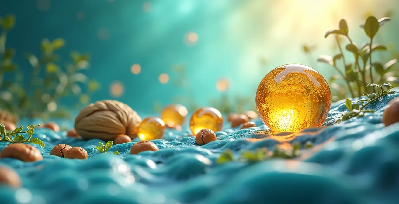 Darstellung von Omega-3-Quellen und deren antioxidativer Wirkung auf Hautzellen