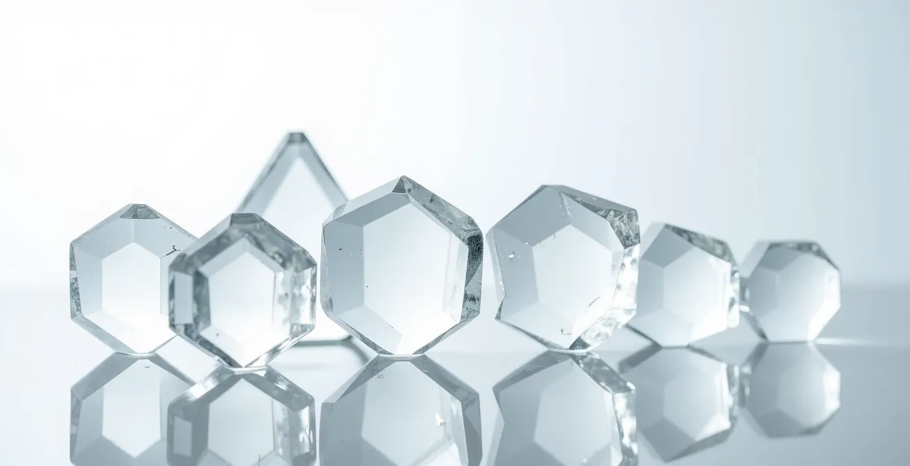 Abstrakte Darstellung synthetischer Duftmoleküle in kristalliner Form