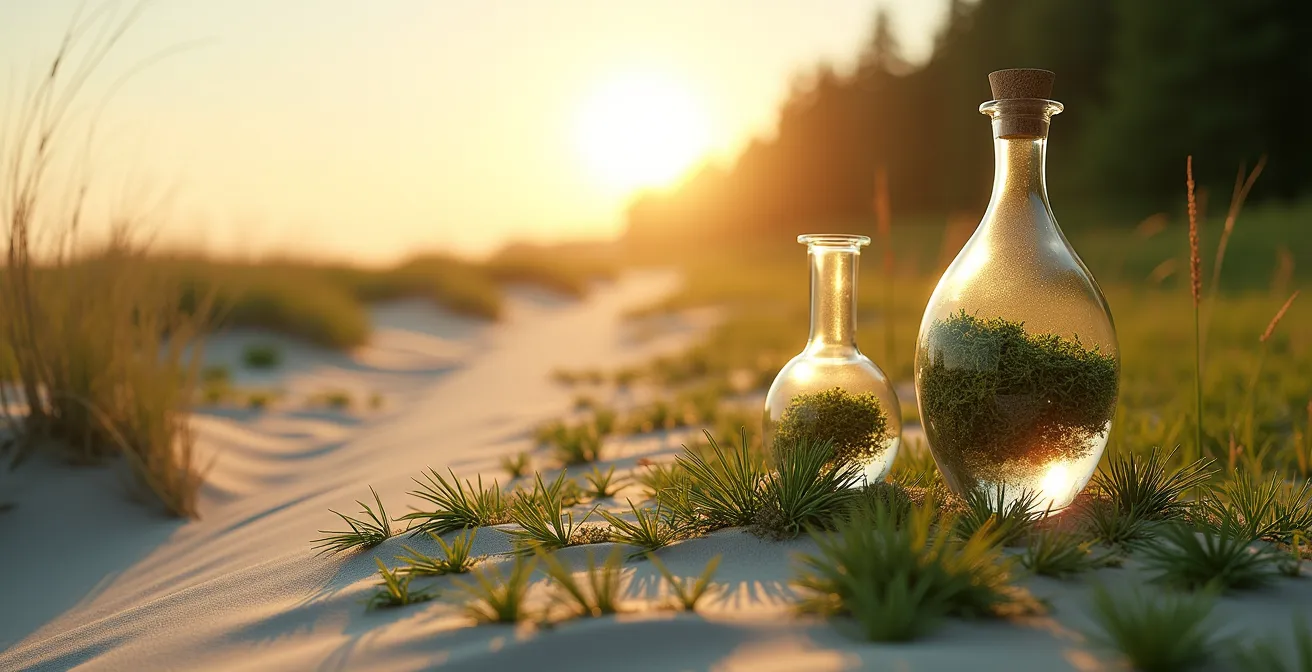 Stilisierte Duftlandschaft mit deutschen Landschaftselementen von Nordsee bis Alpen