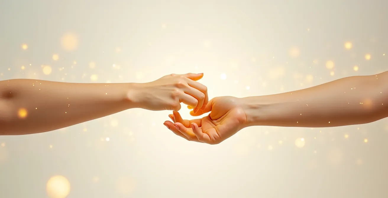 Abstrakte Darstellung von Duftmolekülen die mit der Hautoberfläche interagieren