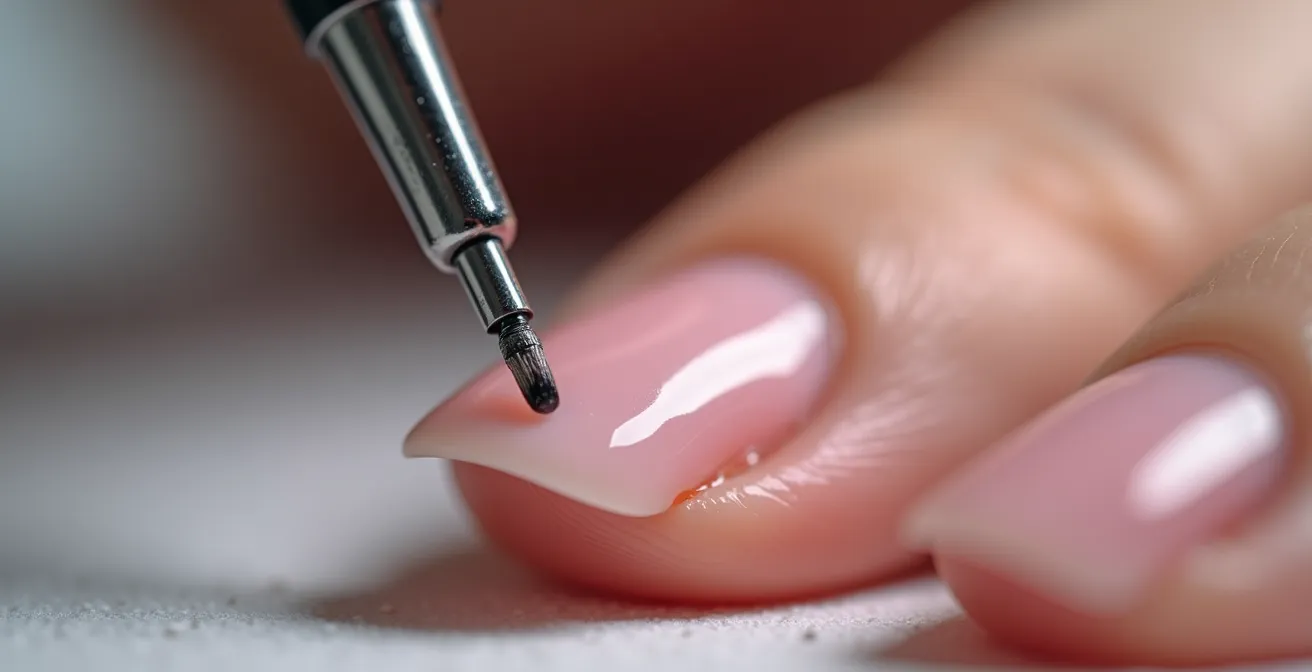 Nahaufnahme der C-Kurven-Modellage bei Gel-Nägeln