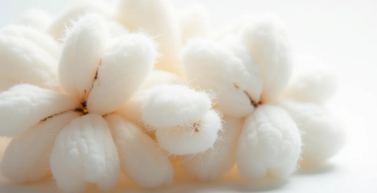 Mikroskopische Ansicht von recycelten und neuen Baumwollfasern im Vergleich